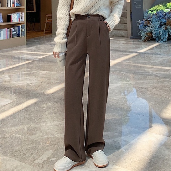 Quần dài SUXI lưng cao ống rộng phong cách Hàn Quốc thời trang mùa thu dành cho nữ