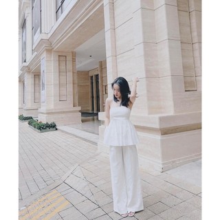 Set áo ống quần suông đũi