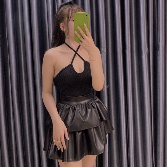 Áo croptop yếm, áo thun xốp không mút kiểu hàn quốc sang chảnh tôn dáng VD724