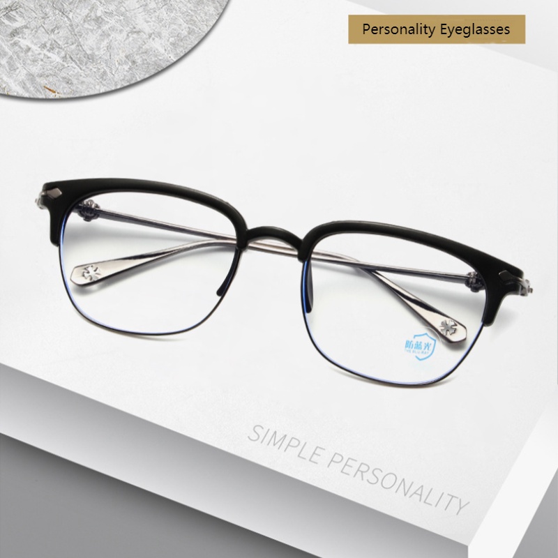 Mắt Kính Nửa Gọng Kim Loại Chống Bức Xạ Thời Trang Cho Nam