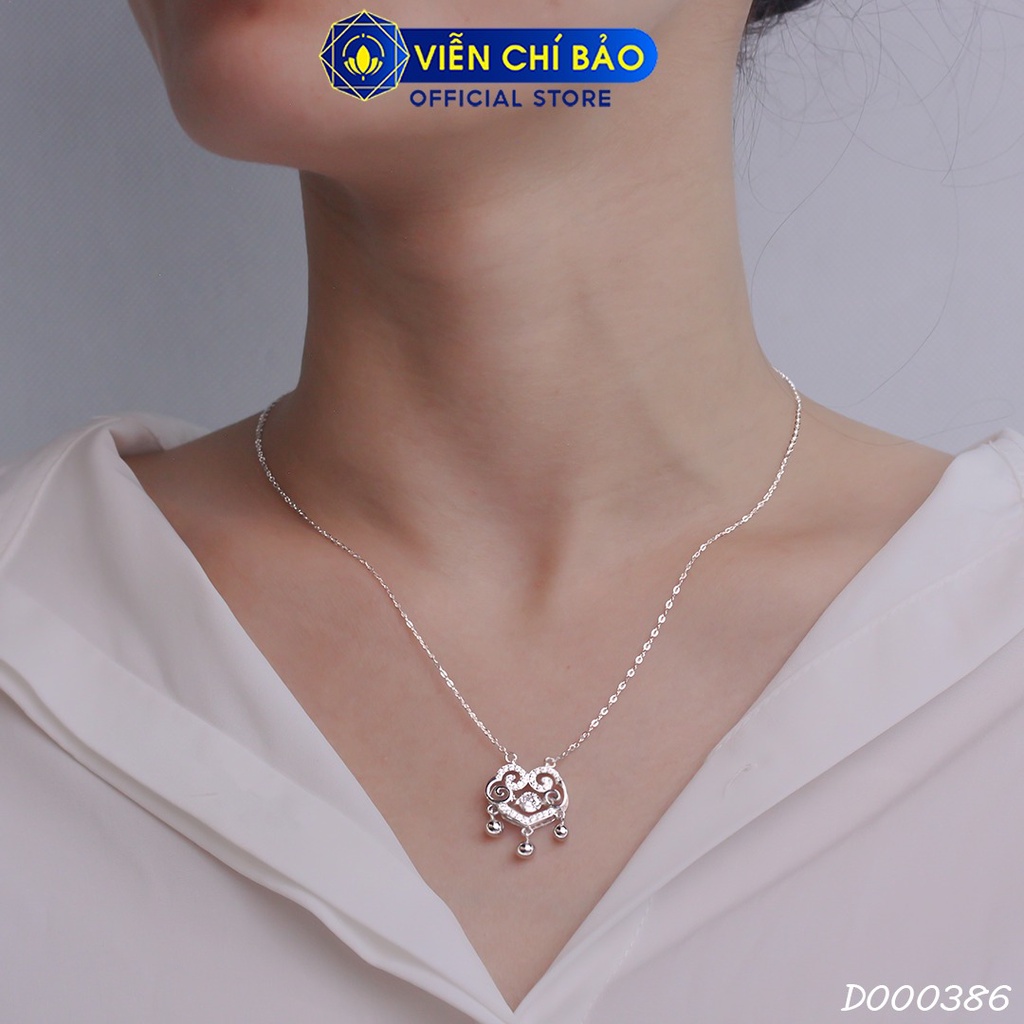 Dây chuyền bạc nữ trường mệnh chuông đính đá chất liệu bạc 925 thời trang phụ kiện trang sức Viễn Chí Bảo D000386