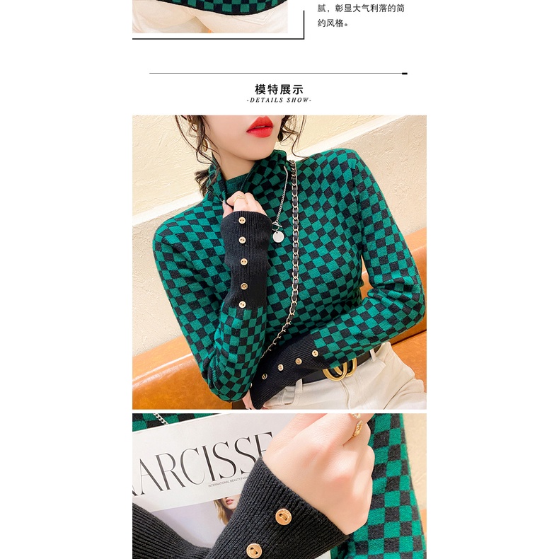 Áo Sweater Cổ Lọ Dáng Ôm Phong Cách Phương Tây Thời Trang Thu Đông Mới Cho Nữ