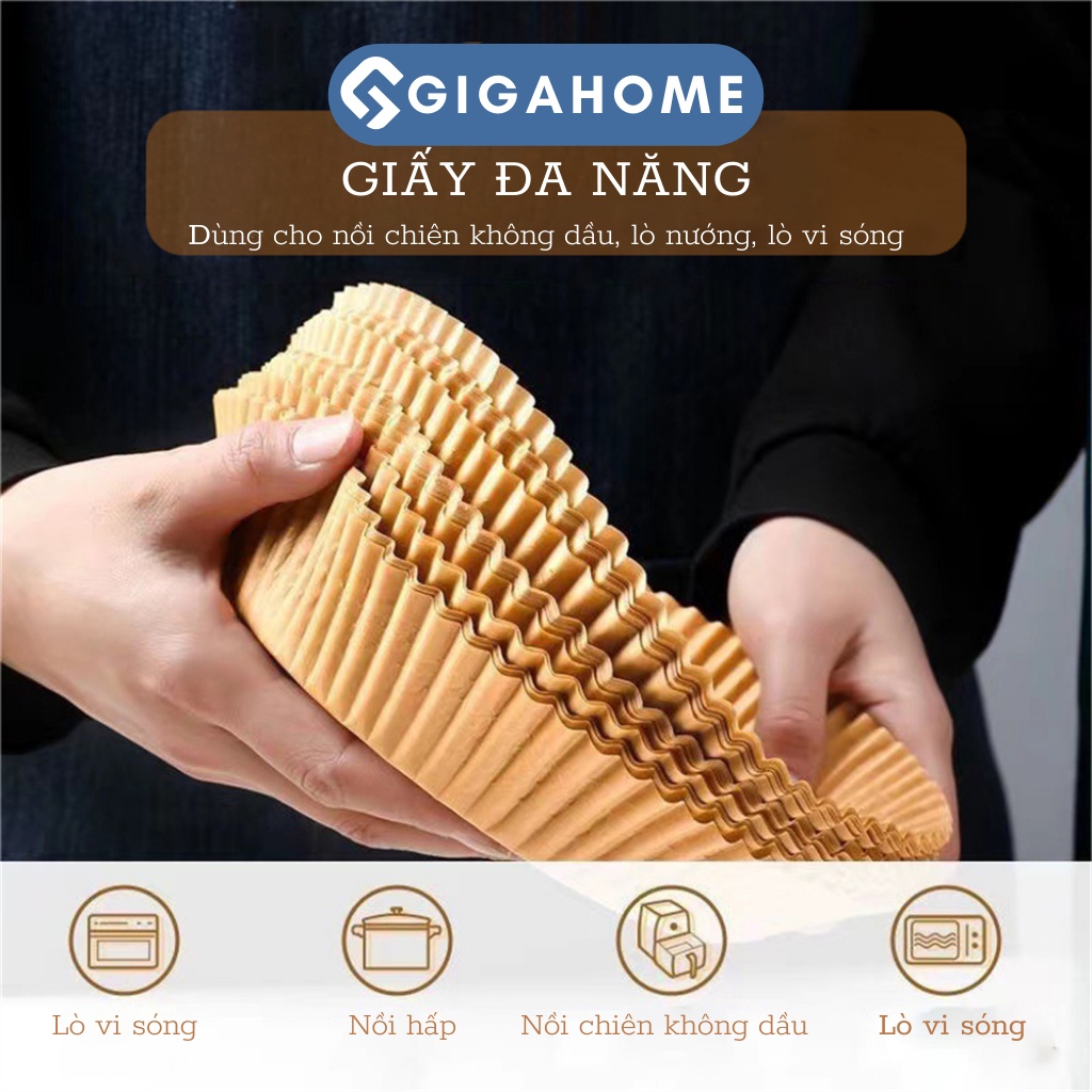 Set 50 Miếng Giấy Lót Nồi Chiên Không Dầu Hình Khuôn Bánh GIGAHOME Loại Xịn Có Hộp 10772