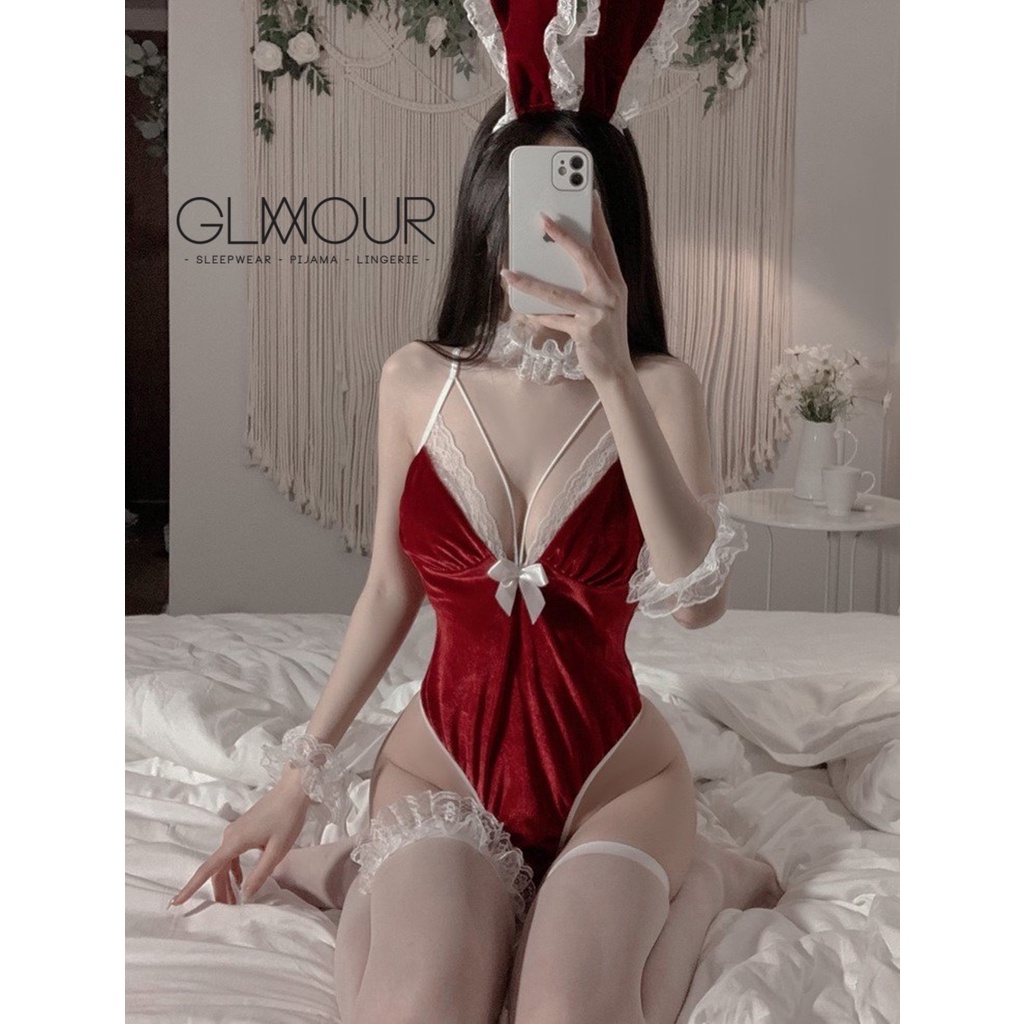Váy ngủ cosplay bộ đồ Christmas và tai thỏ ôm sát body, khoe dáng cực đẹp (25)