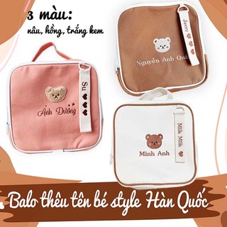 [hoả tốc 1h] balo Thêu tên bé theo yêu cầu phiên bản Hồng, nâu, kem