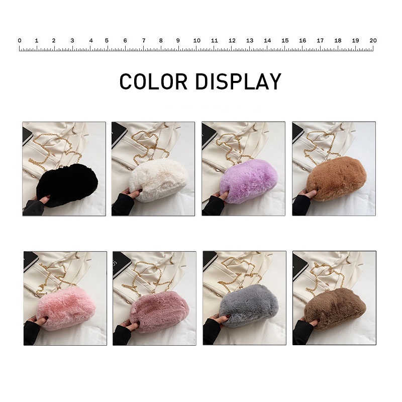 Mischa Túi Đeo Chéo Vai Màu Trơn Chất Liệu Lông Đơn Giản Thời Trang Thu Đông