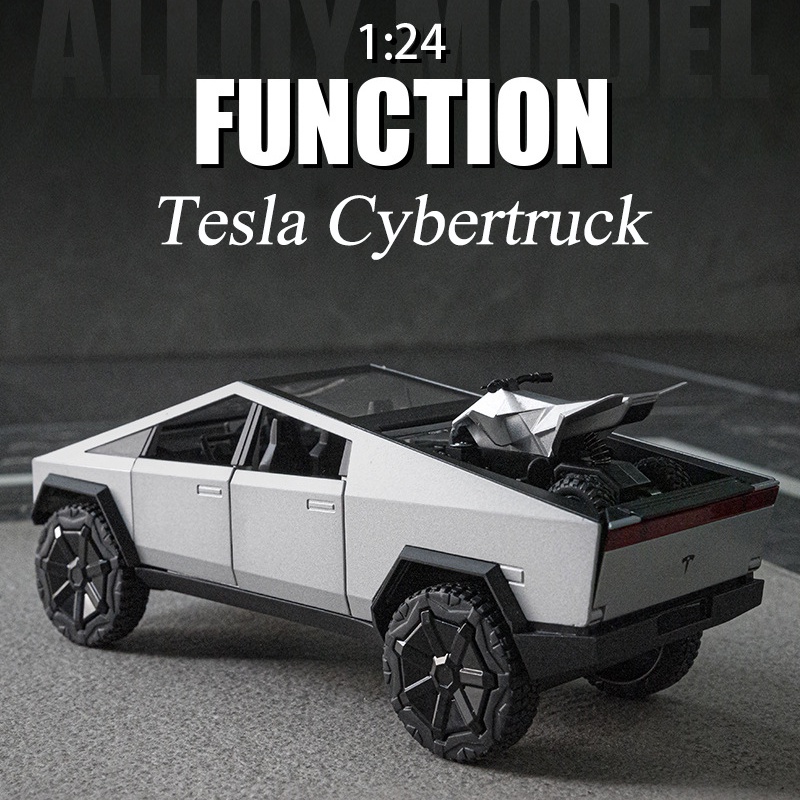 HOT WHEELS Mô Hình Xe Tải Tesla Cybertruck 1 / 24 Bằng Hợp Kim Kẽm Có Đèn Và Âm Thanh Độc Đáo Cho Bé Trai