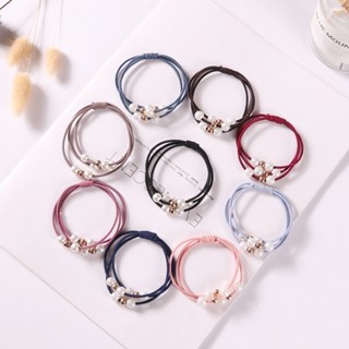 Set 100 dây buộc tóc kết 6 hạt ngọc mix 5 màu dây