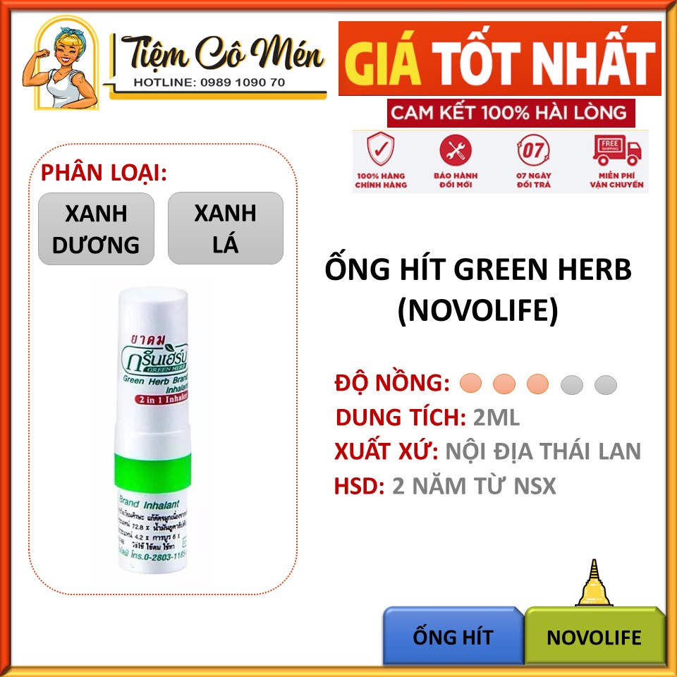 Ống hít mũi Green Herb Thái Lan - Hỗ Trợ Viêm Mũi Dị Ứng