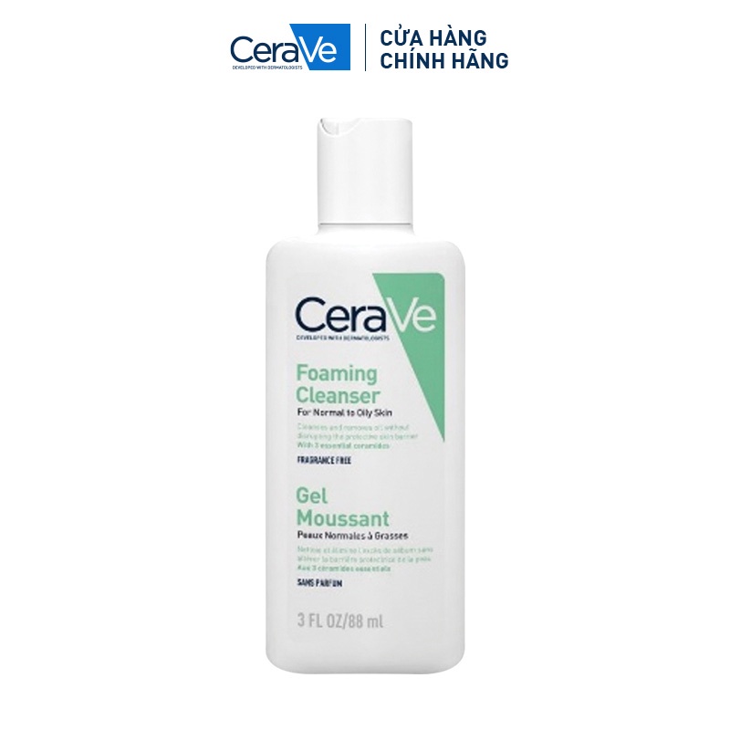 Sữa rửa mặt giúp sạch sâu dành cho da dầu CeraVe Foaming Facial Cleanser 88ml | BigBuy360 - bigbuy360.vn