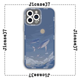 Ốp lưng iphone và samsung xiaomi oppo cạnh vuông Jicase Cá heo trên biển 