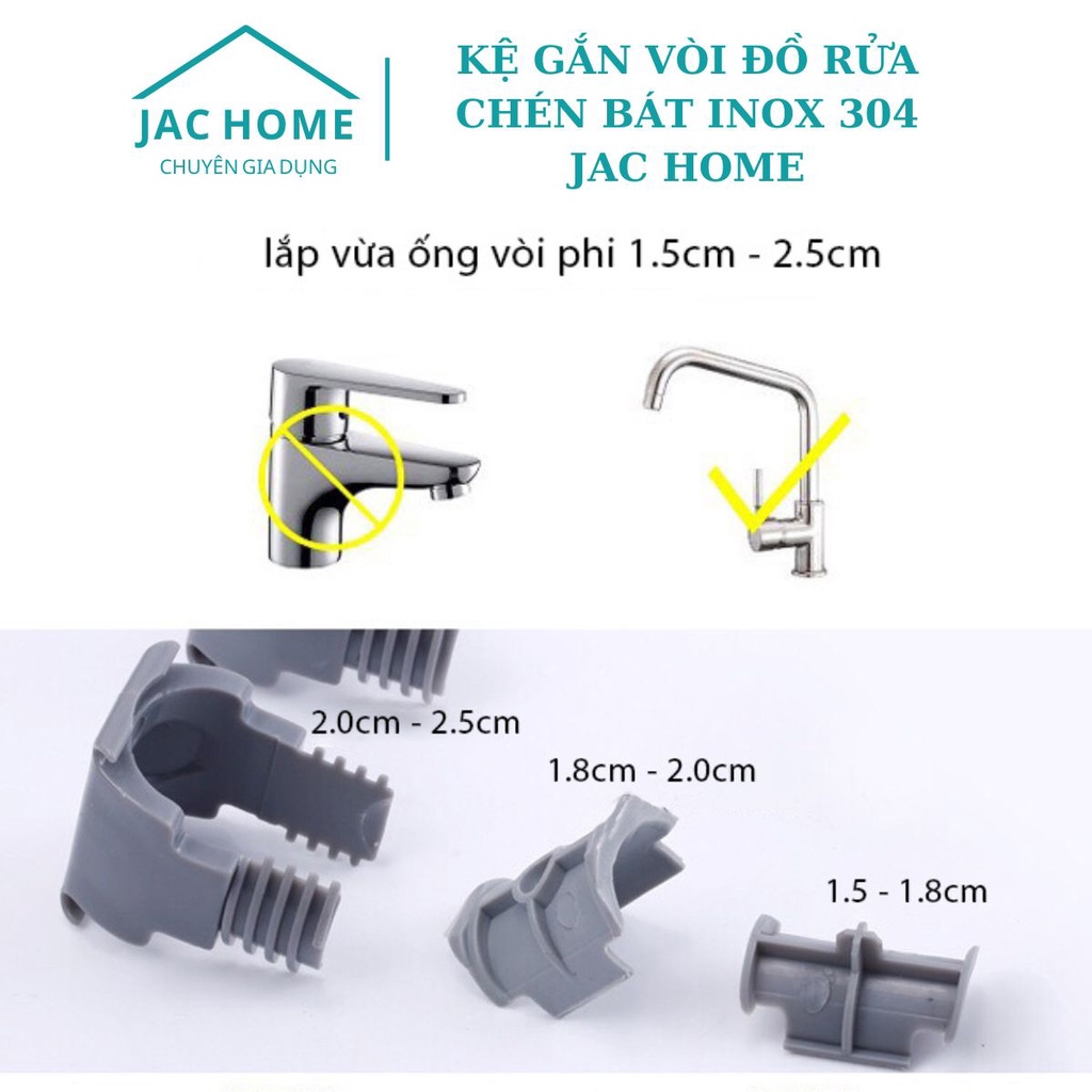 Kệ gắn vòi INOX 304 khay treo vòi nước rửa chén vòi sen JacHome