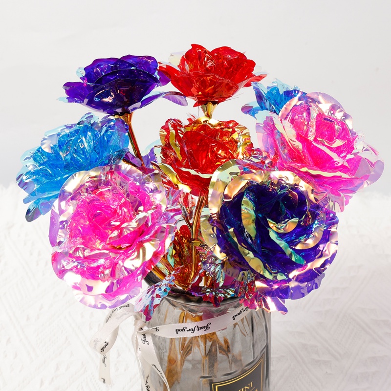 Bó Hoa Hồng Giả Bằng Lá Vàng / Galaxy Nhiều Màu Sắc Có Đèn Led Độc Đáo Trang Trí Nhà Cửa