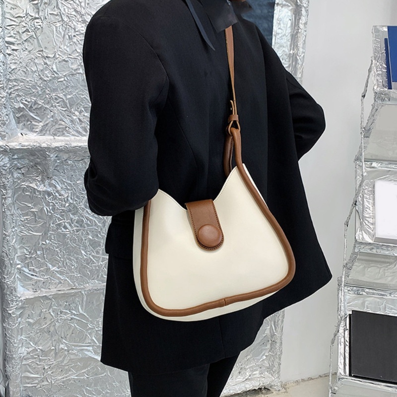 Túi Xách Đeo Dưới Cánh Tay Màu Khối Phong Cách Retro Dễ Phối Đồ Cho Nữ