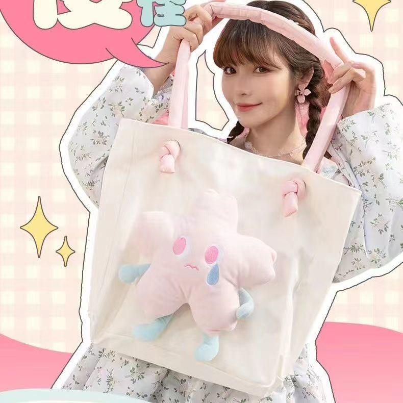 Túi tote Lớn Đeo Vai Có Gắn Búp Bê Ngôi Sao Dễ Thương JP5