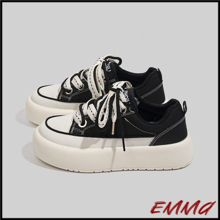 Giày Sneaker Đế Dày Mũi Tròn Cột Dây Thời Trang Cho Nữ Giày vải học sinh Giầy sneaker nữ Giày basic Giày đi học Giày học sinh Giày nữ đi học Giày vải nữ