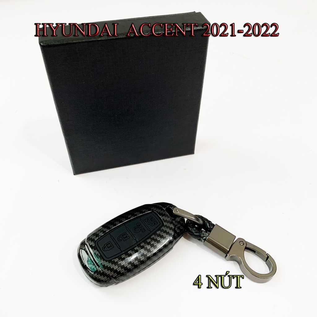 Ốp Chìa Khoá Hyundai Accent 2021-2022 - Bọc Chìa Khoá Ô Tô Vân Cacbon Cao Cấp Loại I MÃ [HYUN-18]
