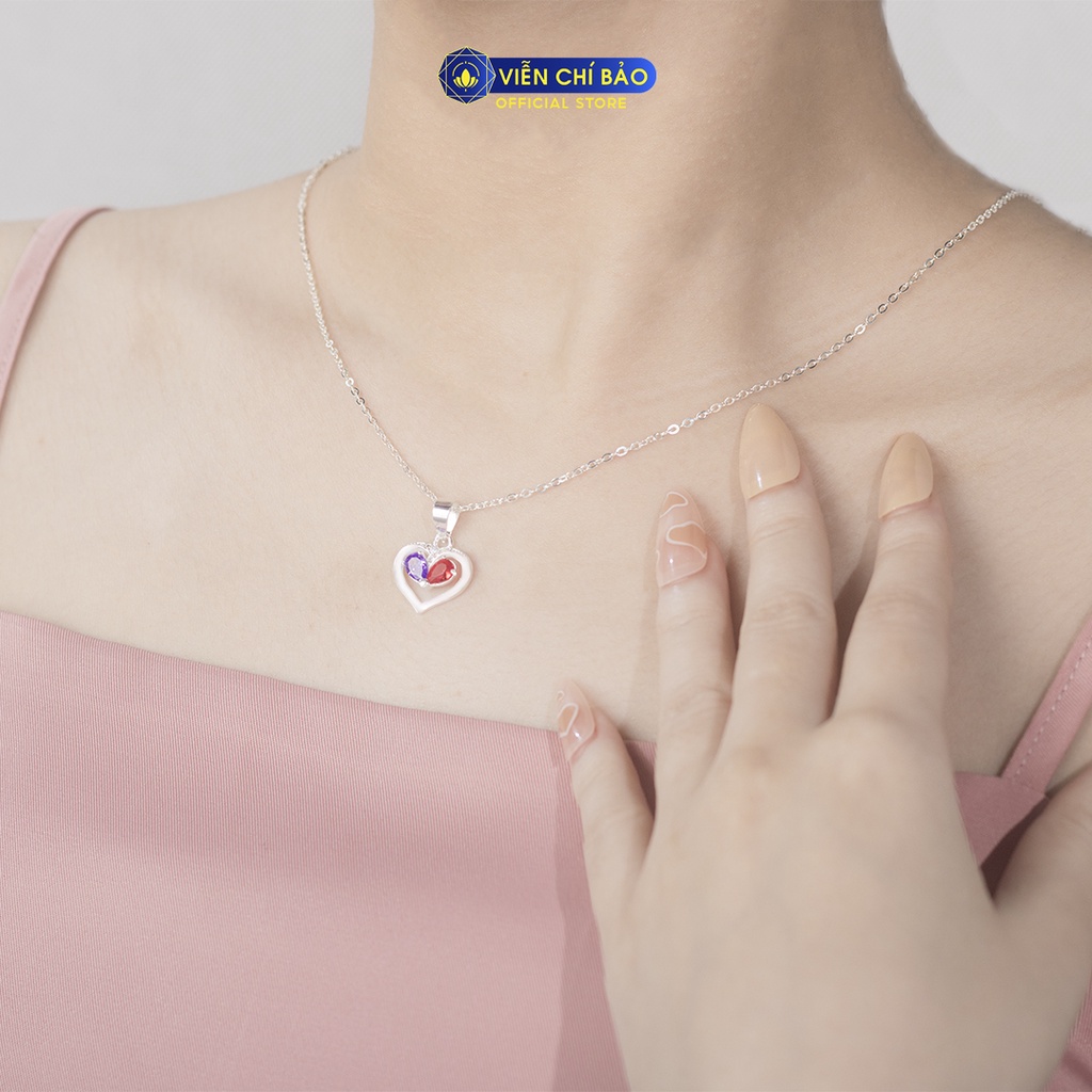 Dây chuyền bạc nữ trái tim đính đá chất liệu bạc 925 thời trang phụ kiện trang sức nữ Viễn Chí Bảo D400613