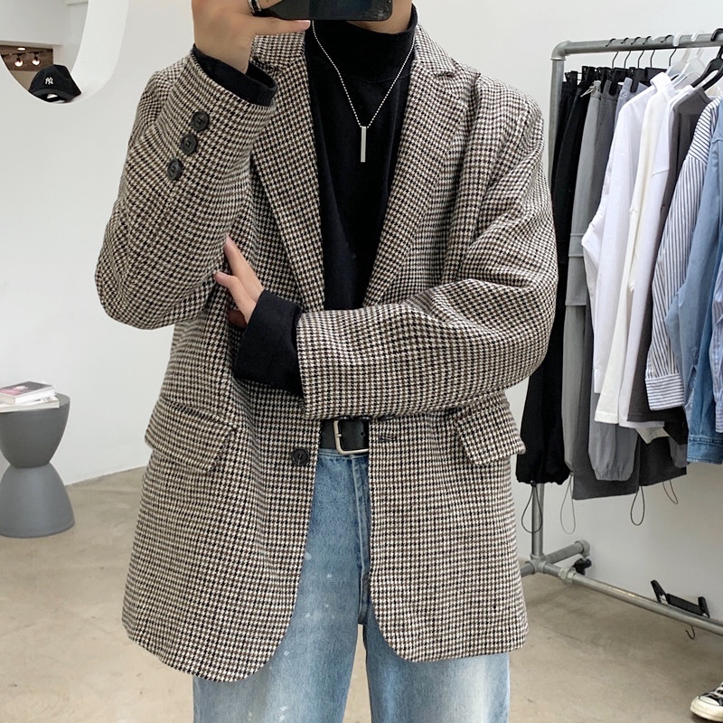 Áo Khoác Blazer Kẻ Nam Cao Cấp, Thời Trang, Lịch Lãm Hàn Quốc