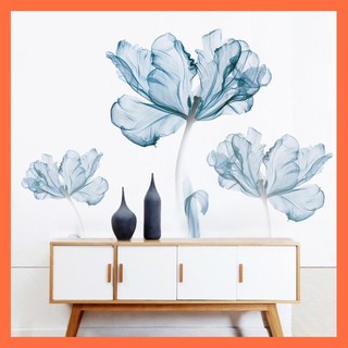 Decal dán tường hoa xanh cánh mỏng