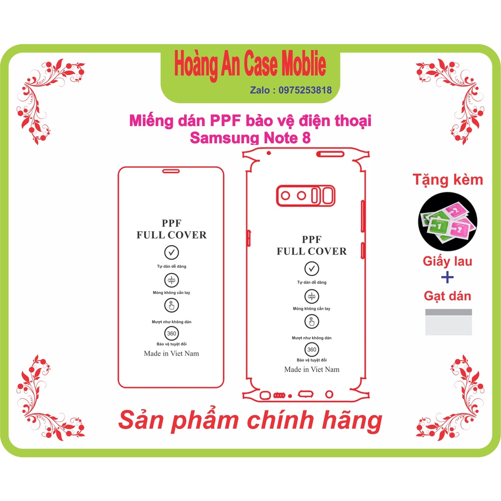 Miếng dán ppf bảo vệ điện thoại samsung Note 8 ( Note8)