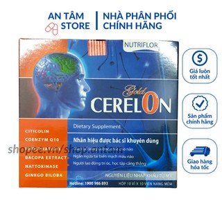Viên uống bổ não Cerelon Gold Giúp hoạt huyết dưỡng não, bền thành mạch, mất ngủ, chóng mặt, ù tai, suy giảm trí nhớ