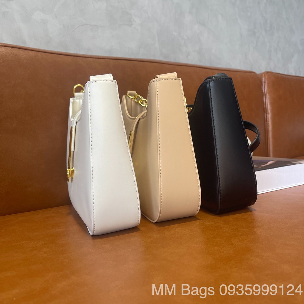 Túi kẹp nách công sở mới MM Bags túi đeo vai nữ dây da phối xích 2022 KNE78
