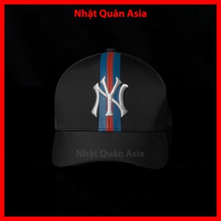 Nón lưỡi trai MLB NY đen sọc xanh đỏ bít đuôi cao cấp - Nhật Quân Asia nhatquanasia capman
