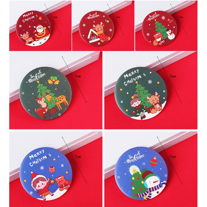 Gương Mini Nhiều Hình Dễ Thương, Gương Cầm Tay Họa Tiết Merry Christmas