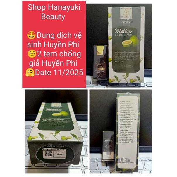 Dung dịch vệ sinh Mellow Huyền Phi Cool Wash  làm sạch cân bằng PH giúp thơm