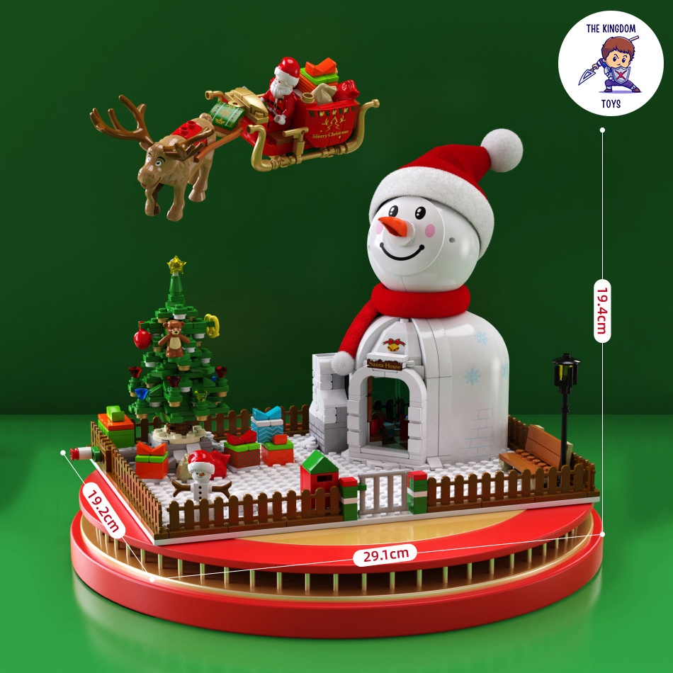 Đồ Chơi Lắp Ráp Giáng Sinh Noel Mô Hình Ngôi Nhà Ông Già Noel Phát Sáng Người Tuyết Cây Thông 601156