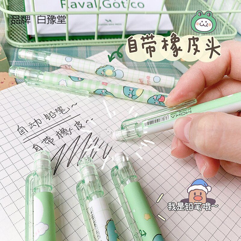 Bút chì kim bấm đầu kèm hộp ngòi hình quả đào siêu cute lovelyhouse BCKDAO05