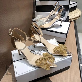 Sandal cao gót nơ đá bít mũi hàng cao cấp fullbox
