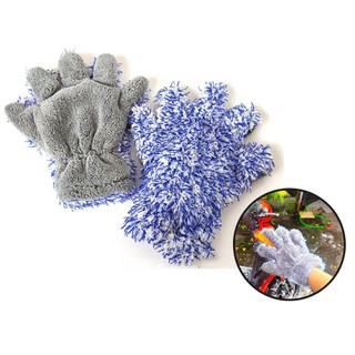 Găng tay rửa xe xỏ ngón chuyên dụng siêu sợi microfiber to dày dặn tạo giữ bọt tốt
