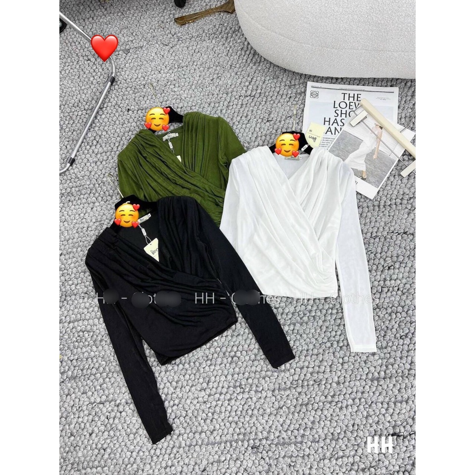 Áo kiểu nhũ tay dài đắp chéo ngực cổ chữ V cực xinh , chất thun nhũ hot