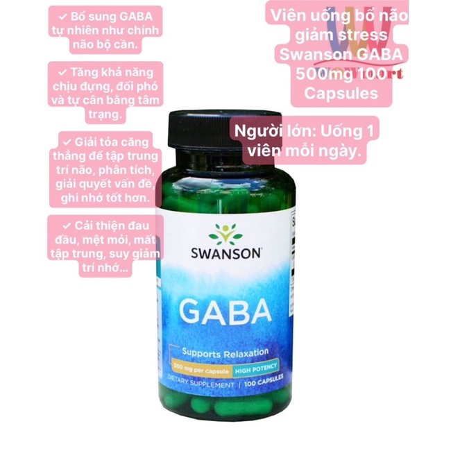 Swanson GABA 500mg 100 Capsules
