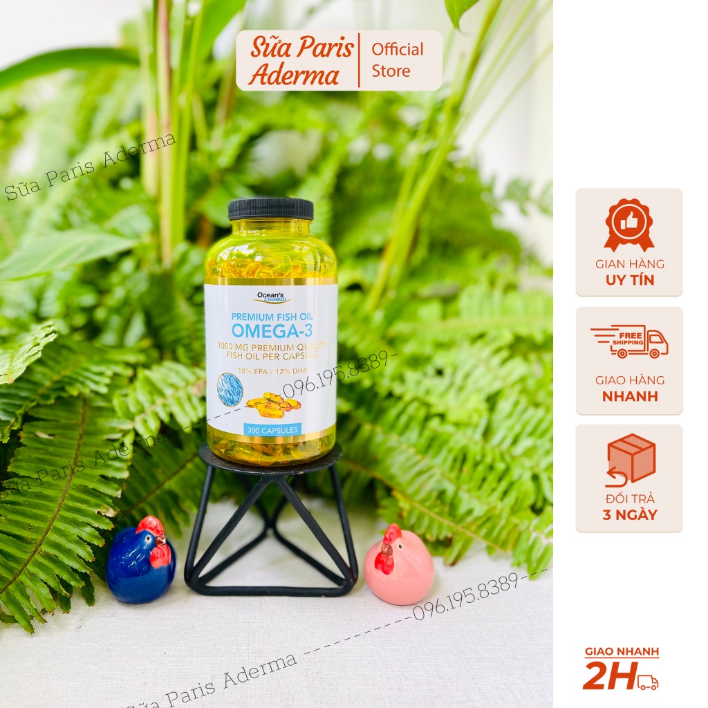 Dầu cá Omega 3 Ocean's Essential Fish Oil 1000mg hộp 300 viên_Sữa Paris Aderma