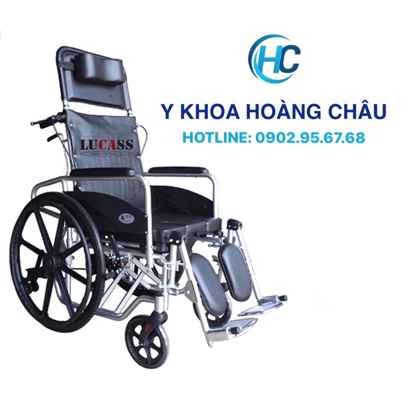 Xe Lăn Nằm Đa Năng Khung Nhôm Nhẹ, Bô Vuông, Đệm Simili, Bánh Mâm, Có Thắng Lucass X-7L (X7L)