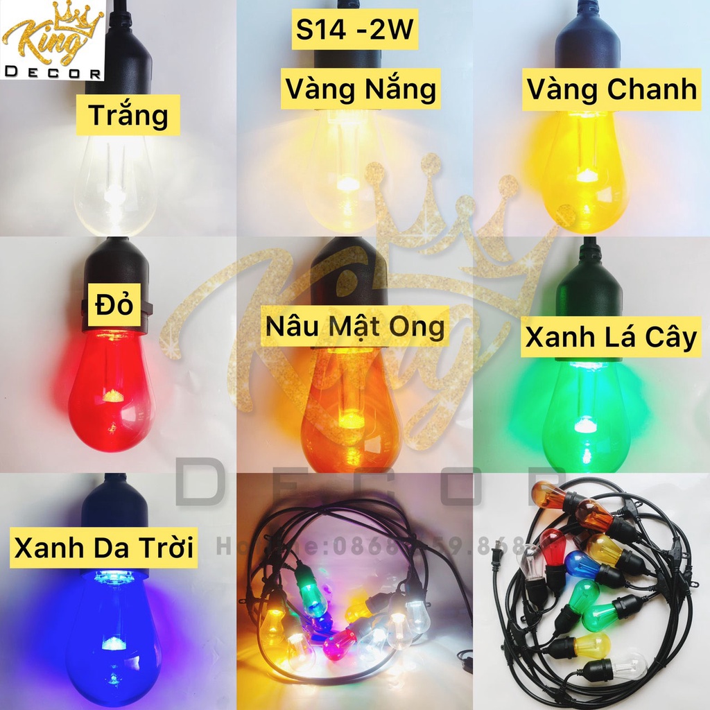 Bóng Đèn LED Edison S14 Nhựa PC Giả Thủy Tinh (MUA LẺ - GIÁ SỈ ) Chống Nước Trang Trí Ngoài Trời