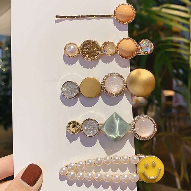 Set 2-7 Kẹp Tóc Đính Đá Phong Cách Hàn Quốc Sang Trọng Cho Nữ