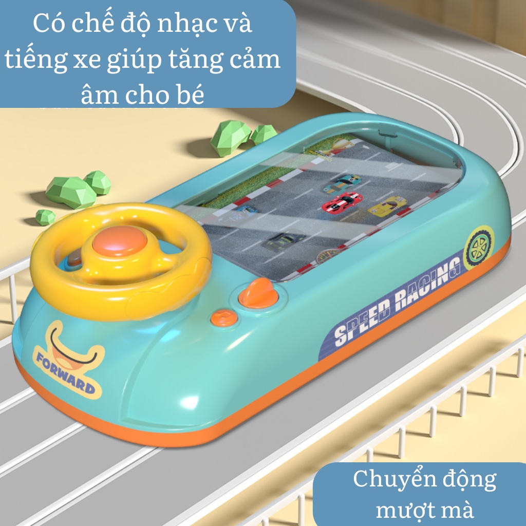 Đường đua xe ô tô, vô lăng đồ chơi cho bé có màn hình có nhạc PLAYKID PK035