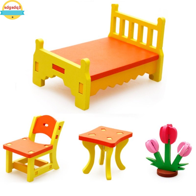 Bộ Đồ Chơi Xếp Hình Bàn Ghế Gỗ Giáo Dục Theo Phương Pháp Montessori