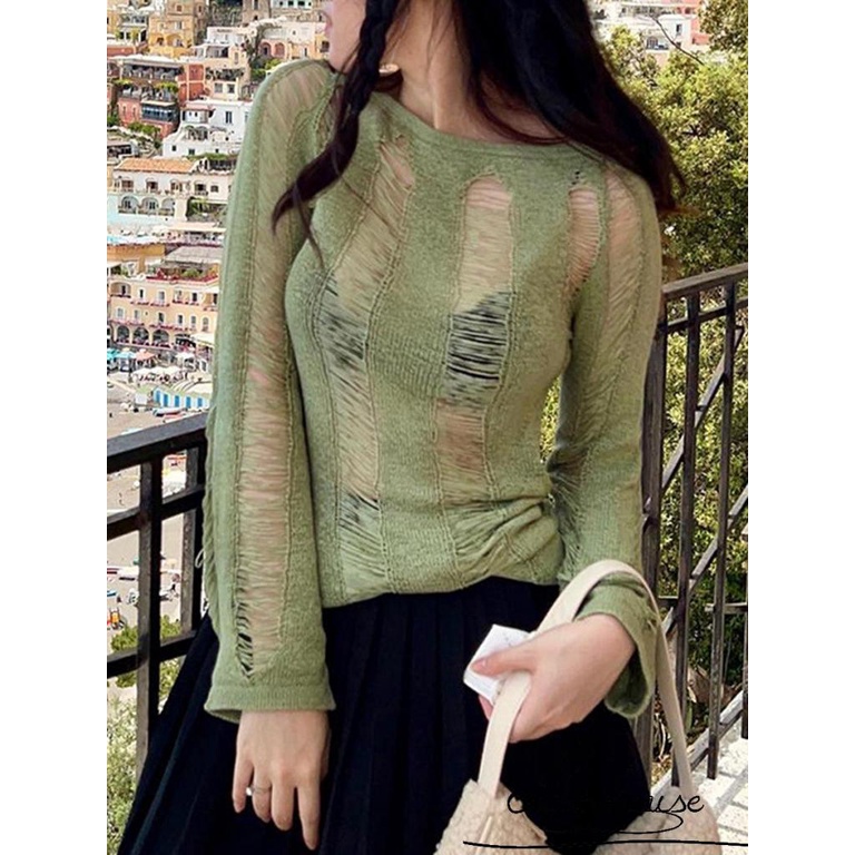 Đầm Midi Ngắn Cổ Tròn Tay Dài Màu Trơn Thời Trang Dành Cho Nữ