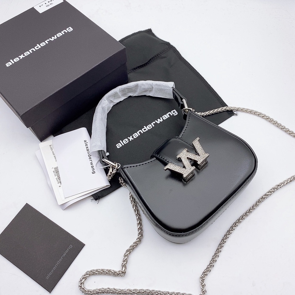 Túi Đeo Chéo Alex Wan Mini, Chất Liệu Da Bò Mịn, Size 14cm, Form Chuẩn Auth, Khóa Đính Đá Chắc Chắn, Bảo Hành 6th