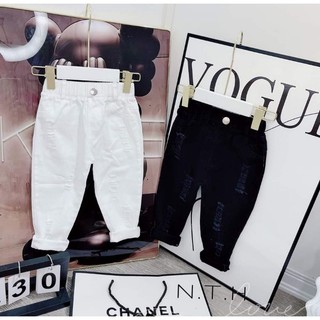 (10-30kg) Quần dài kaki bé trai đen trắng chất đẹp co dãn