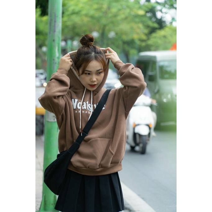 Áo Hoodies Nữ Chui Đầu Vải Nỉ Dày 2 Nón In Chữ Đẹp Mặc Thoải Mái Hot NEW UNISEX