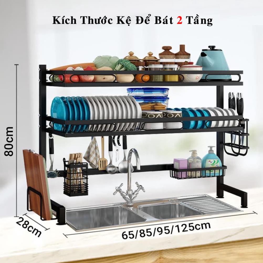 Kệ Bát Đĩa Đa Năng Thông Minh - Giá Để Chén Đĩa Trên Bồn Rửa Bát Thép Carbon Sơn Đen Cao Cấp 2023