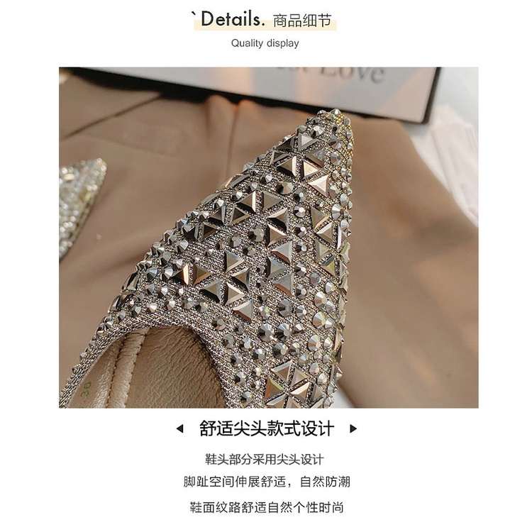 Giày Cao Gót 3cm Mũi Nhọn Gót Dày Thấp Thời Trang Hàn Quốc Mới