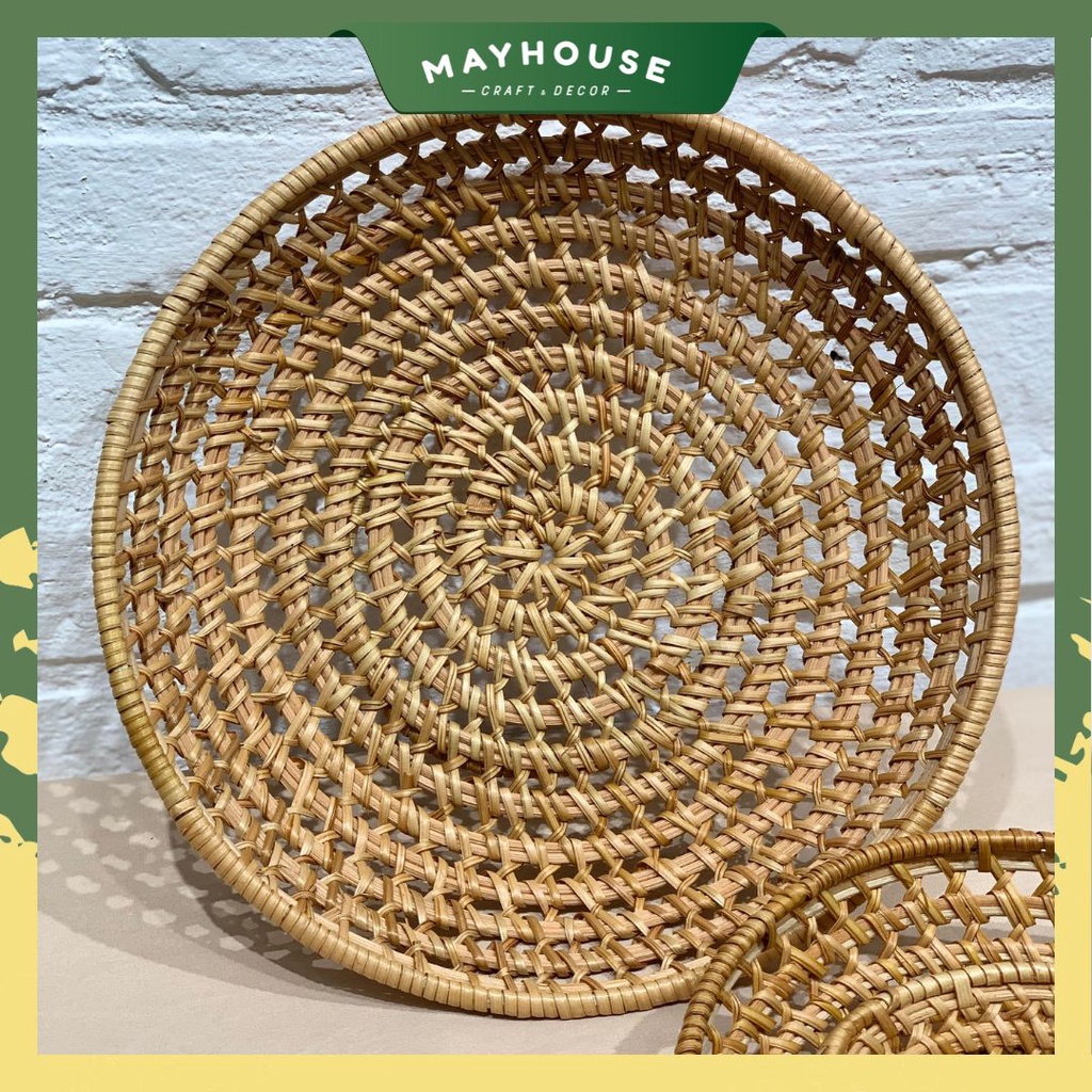 Khay mây tre đan đựng đa năng MAYHOUSE CRAFT&DECOR, đựng trái cây rau củ quả, decor trang trí bàn ăn