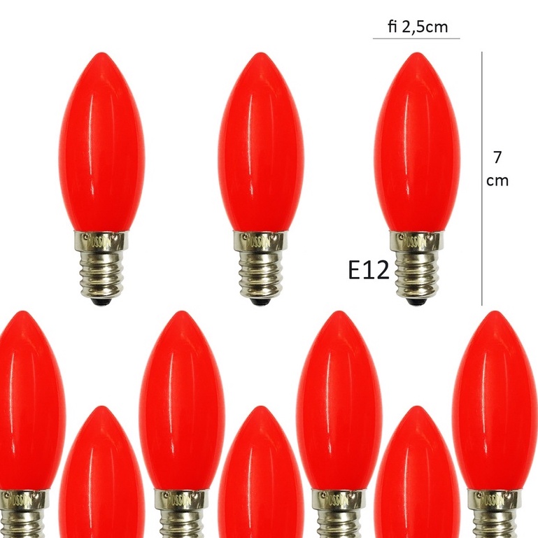 10 Bóng đèn Led trái ớt quả nhót cà na nến trang trí bàn thờ thần tài màu đỏ đui đuôi E12 Posson LCh-E12R